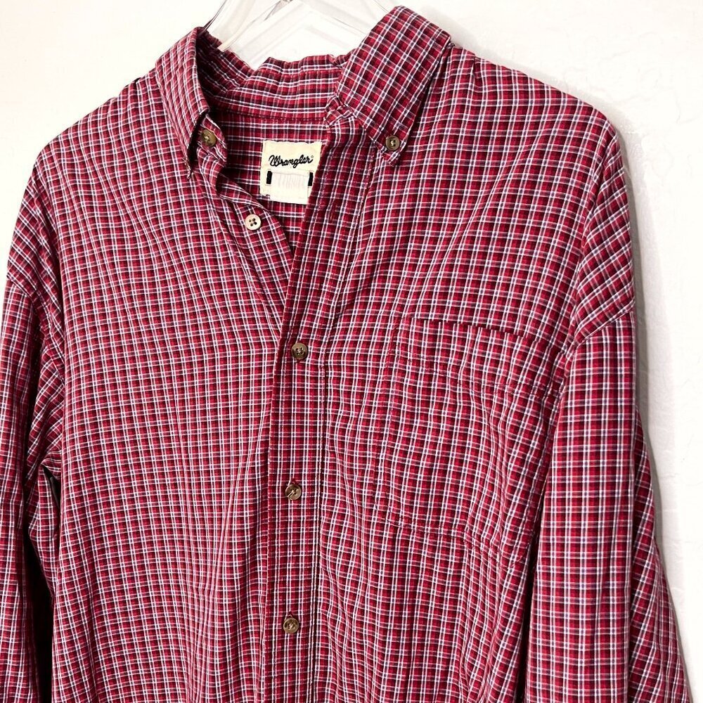 Wrangler Plaid Riata Button Front Long Sleeve Top Size XL - Picture 2 of 5
